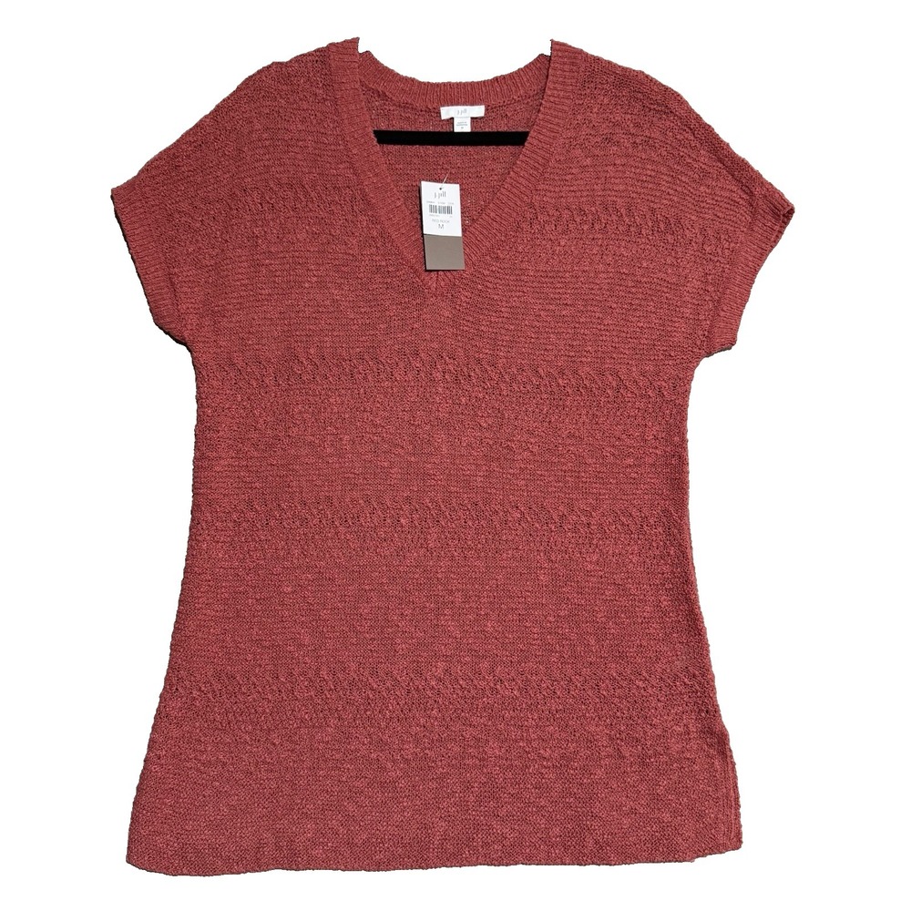 J Jill Textured Knit Tunic Top Womens Medium Red Rock Coastal Boho Layering NWT